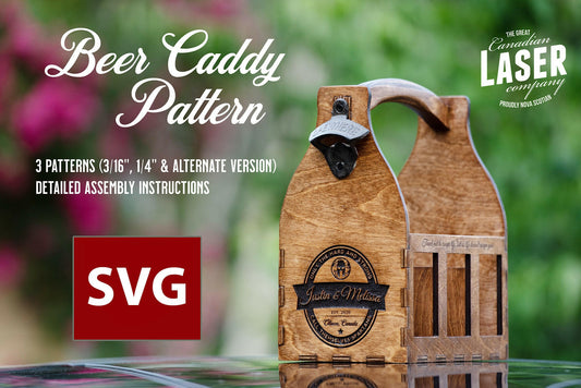 Beer Caddy Laser Pattern for 6-pack - Three Caddy Plans (Glowforge & Mira tested)