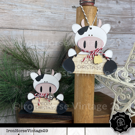 Christmas Ornament, Cute Cow, Shelf Sitter, Gift Tag, Holiday Place Setting, Name Tag, Farmhouse Style, Home Decor, Digital Download