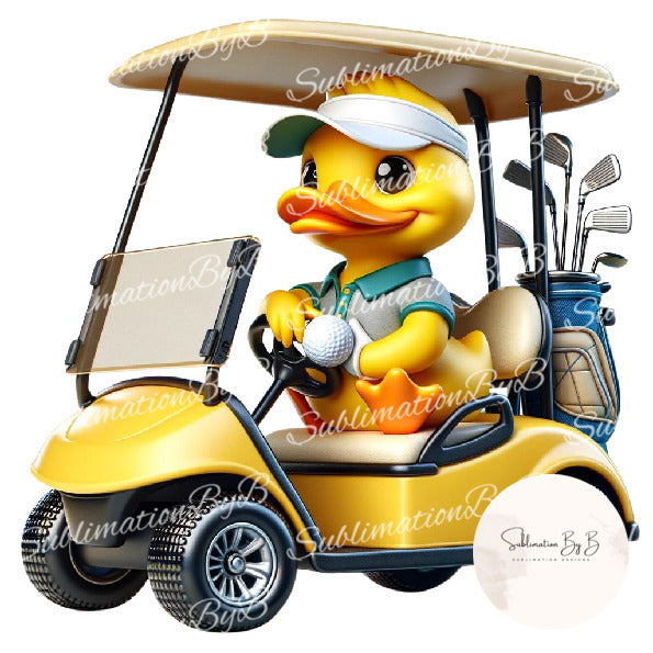 Golf Cart Duck Sublimation Design - Tee Up Your Cruising Adventures!