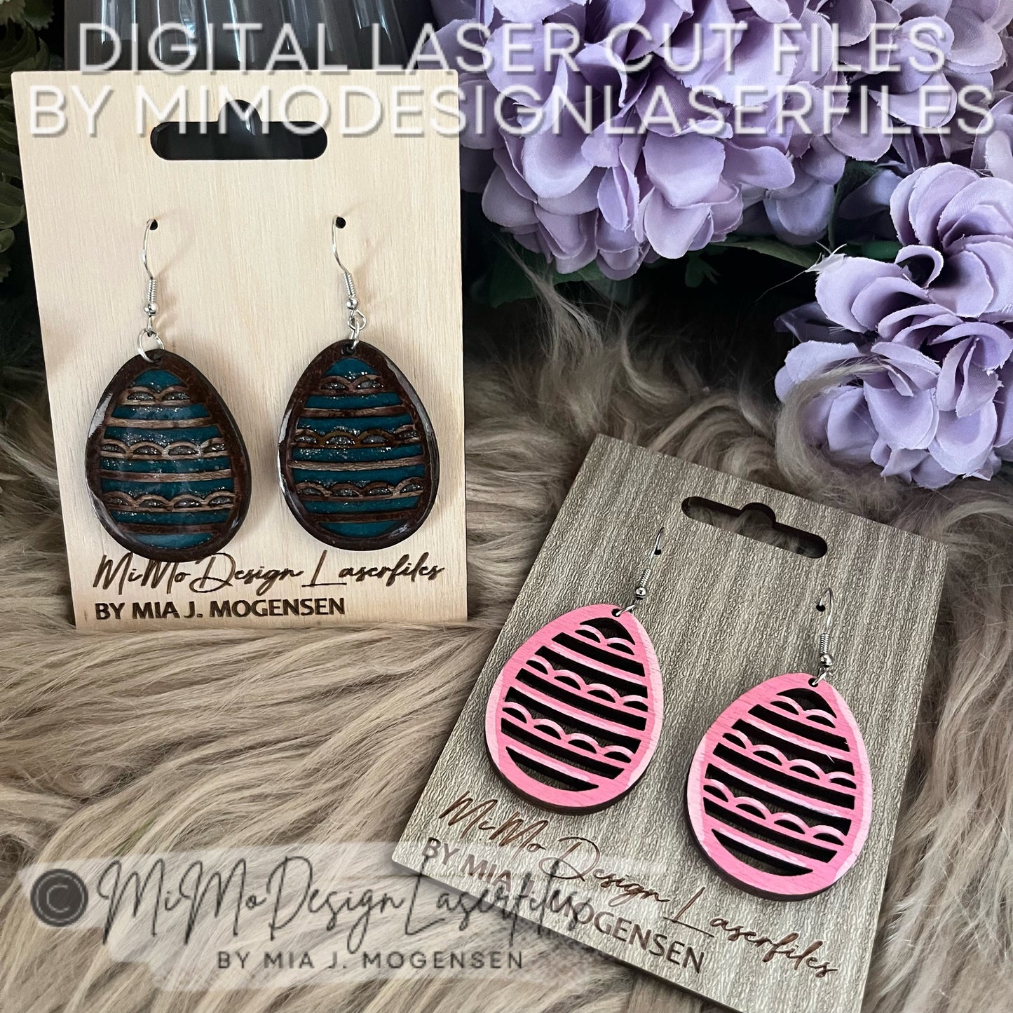 Easter Egg Earring SVG laser cut files with card, farmhouse pattern, versatile, easy to make