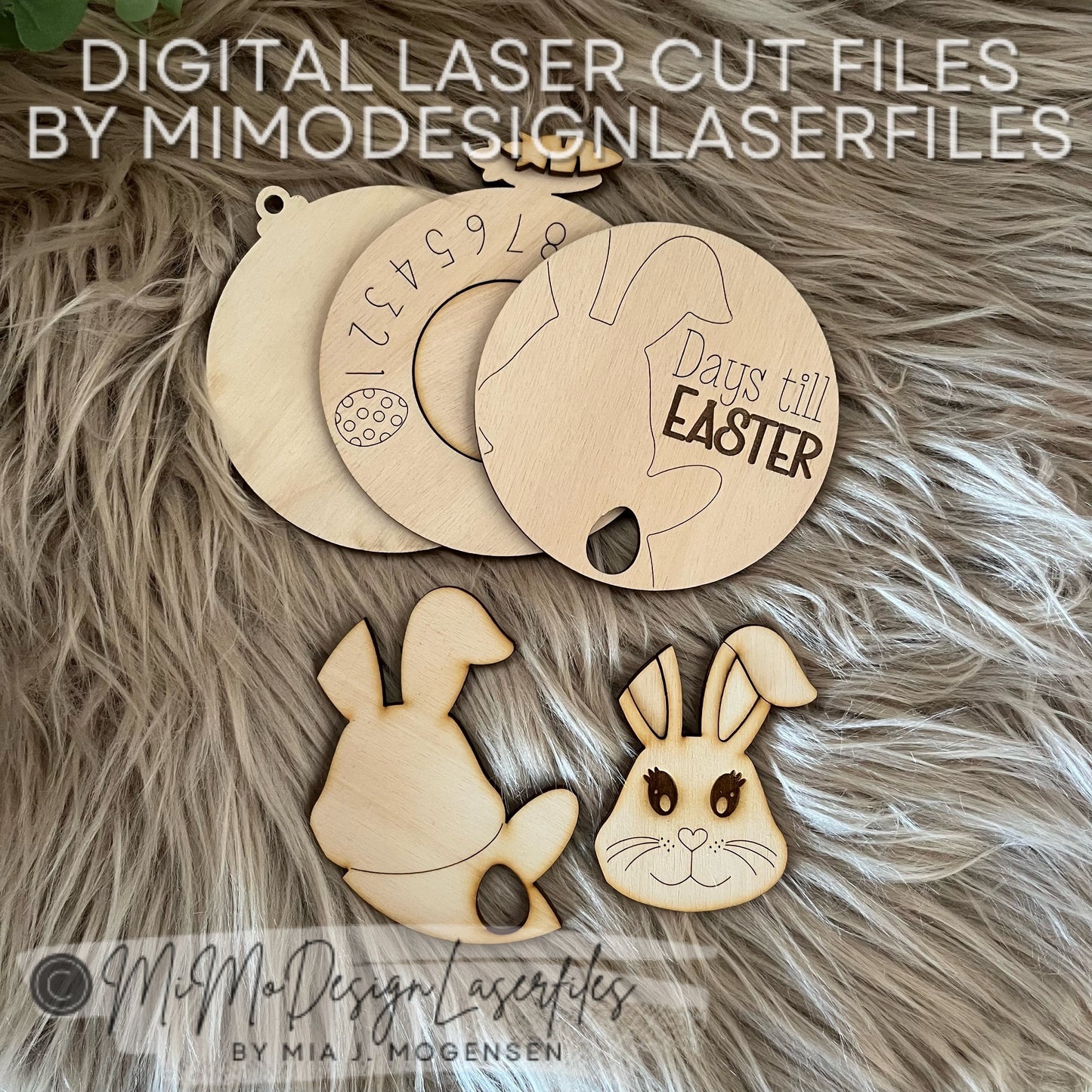 Easter 3D Bunny Countdown Tag or Magnet with Carrot lever to spin around and Easter Egg