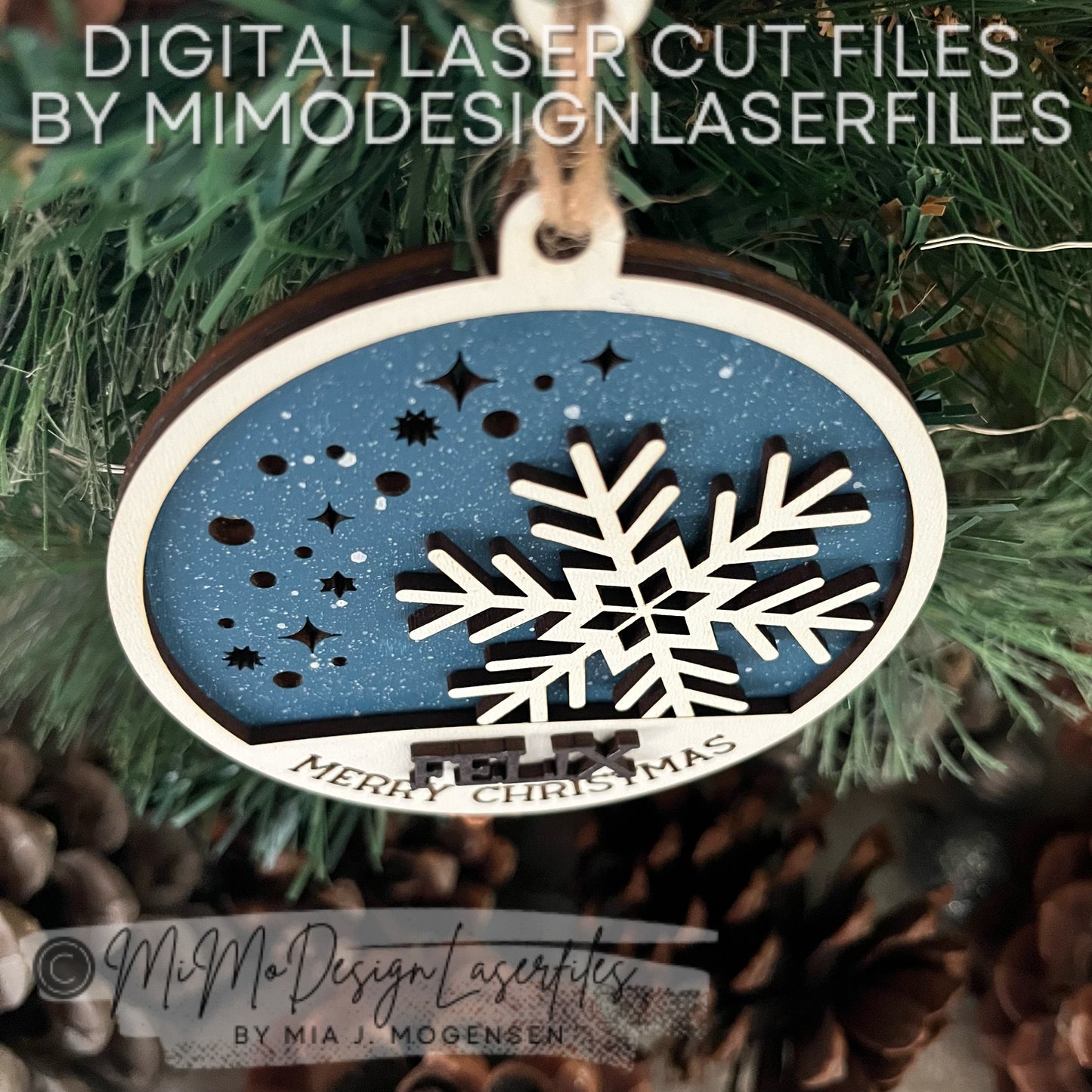 Christmas Snowflake Glow Up Ornament Laser Cut SVG + DXF | 2 Layered Single Line / Engraved Quick & Easy | Commercial Use | Digital Download