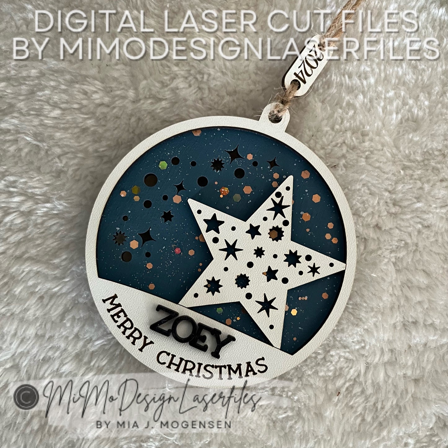 Christmas Star Glow Up Ornament Laser Cut SVG + DXF | 2 Layered Single Line / Engraved Quick & Easy | Commercial Use | Digital Download