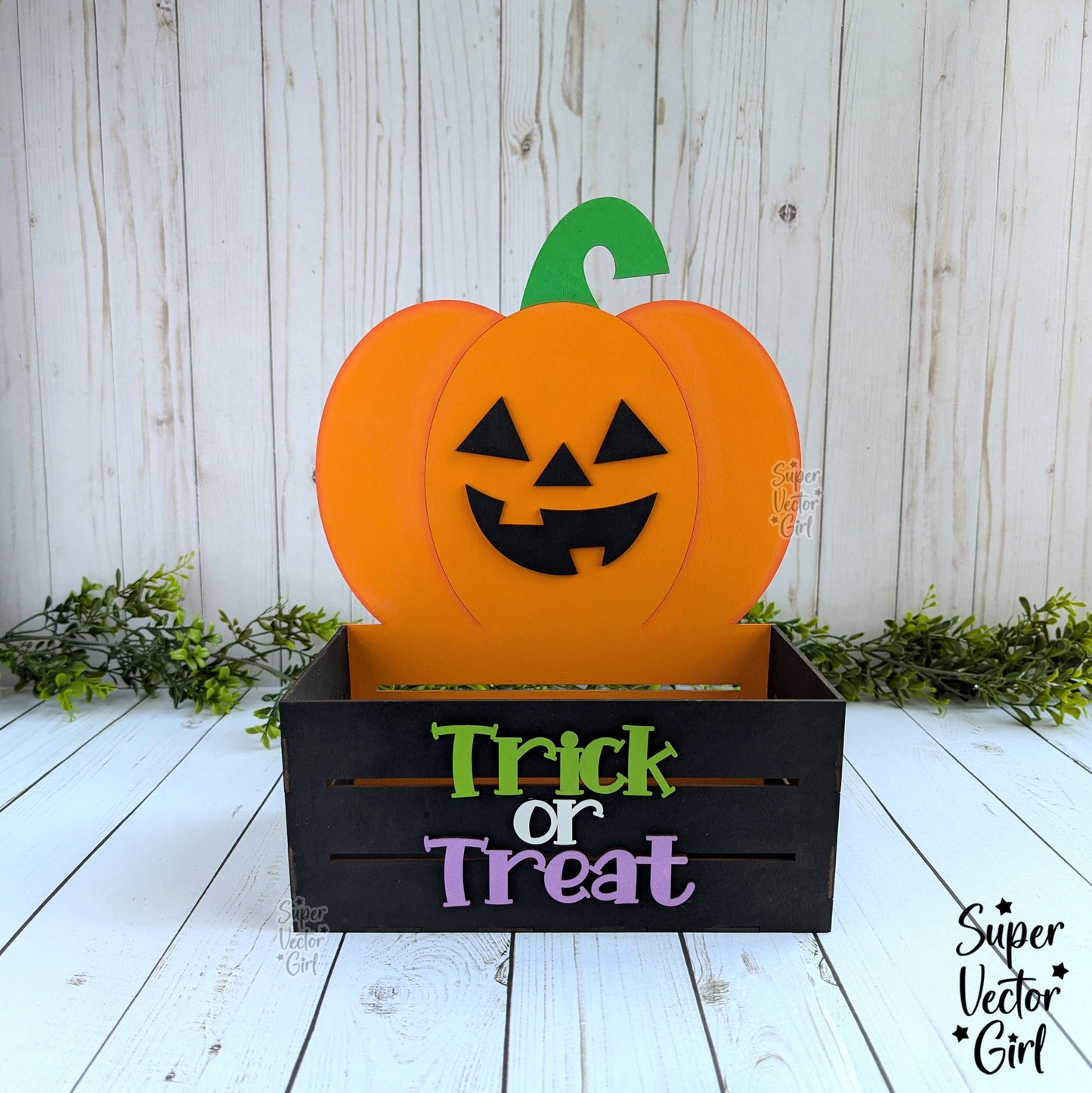 Pumpkin Halloween Crate, Jack o Lantern Mini Basket, Candy Box, Boo Bucket, Trick or Treat Storage, SVG Laser Cut File Files, Shelf Sitter, Home Decor Decoration, Fall