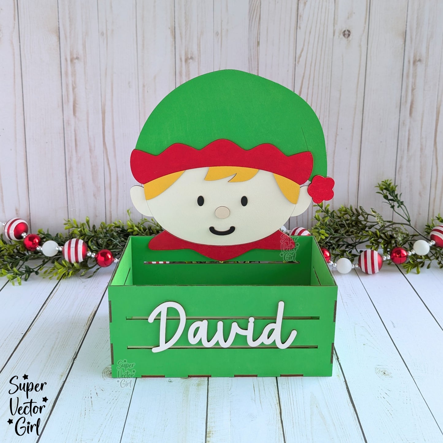 Elf Christmas Crate, Mini Basket, Christmas Eve Box, Gift Bucket, Candy Storage, SVG Laser Cut File Files, Shelf Sitter, Home Decor Decoration, Winter, Holidays