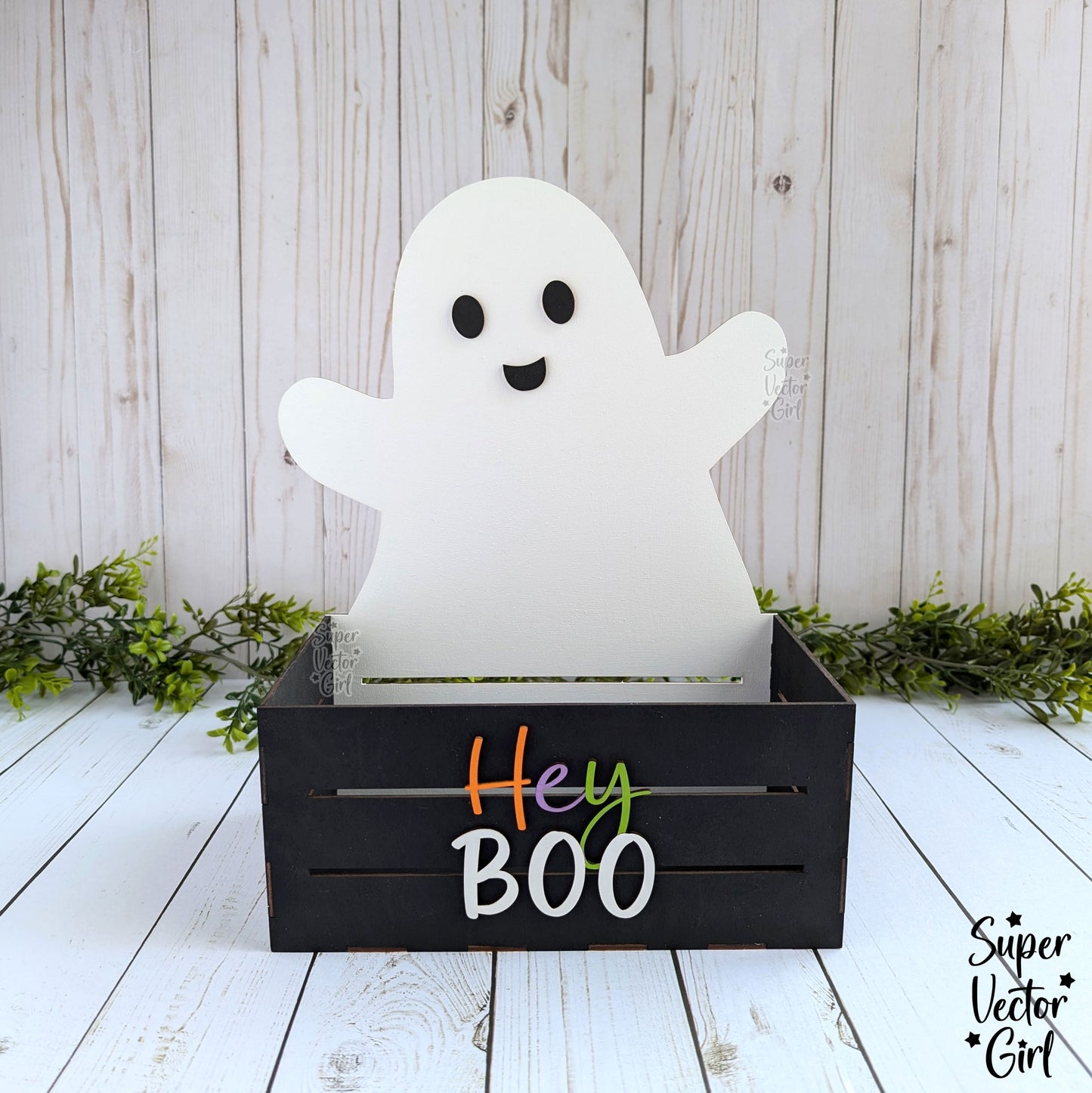 Ghost Halloween Crate, Mini Basket, Candy Box, Boo Bucket, Trick or Treat Storage, SVG Laser Cut File Files, Shelf Sitter, Home Decor Decoration, Fall