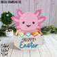 Axolotl Easter Basket Crate, Easter Treats Box, SVG, Laser Cut File, xTool Glowforge files, Cute salamander in egg, gift box, hatching, spring