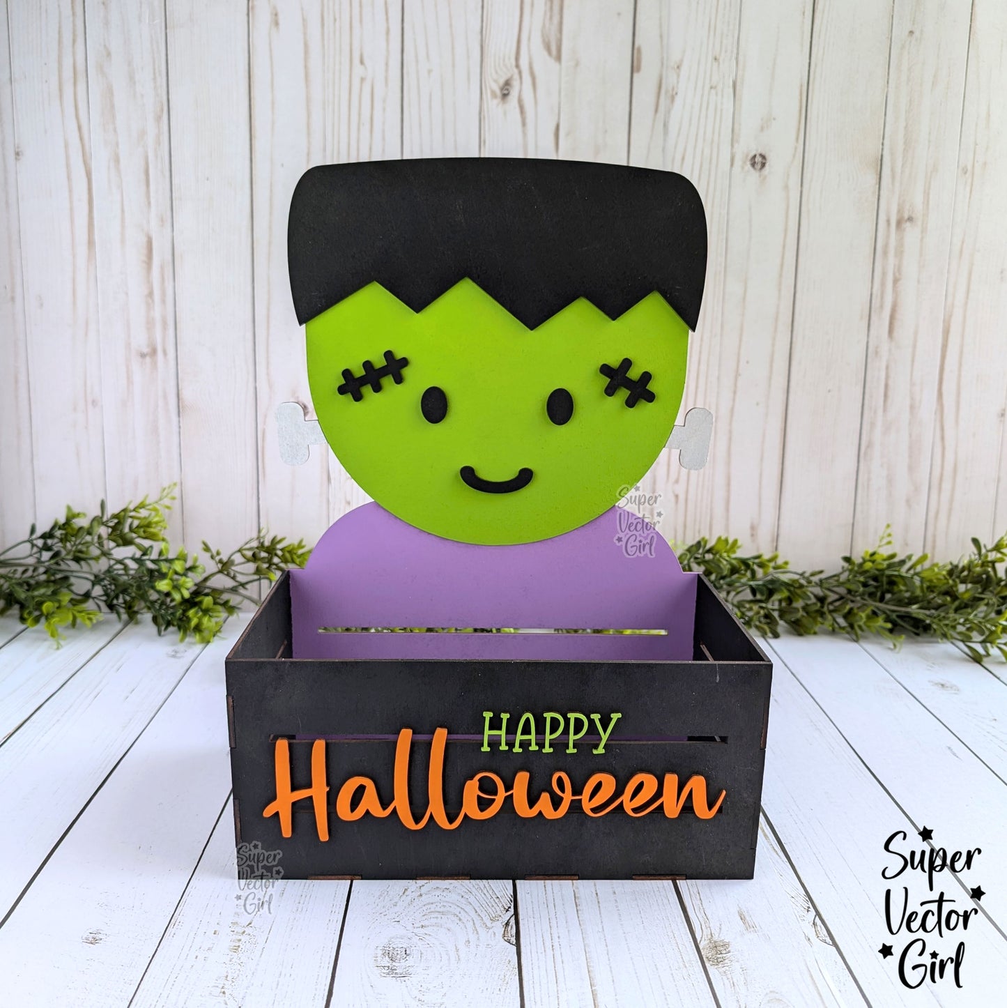 Frankenstein Halloween Crate, Monster Mini Basket, Candy Box, Boo Bucket, Trick or Treat Storage, SVG Laser Cut File Files, Shelf Sitter, Home Decor Decoration, Fall