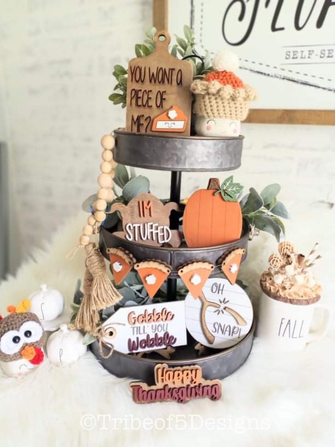 Thanksgiving Tiered Tray Shelf Sitter