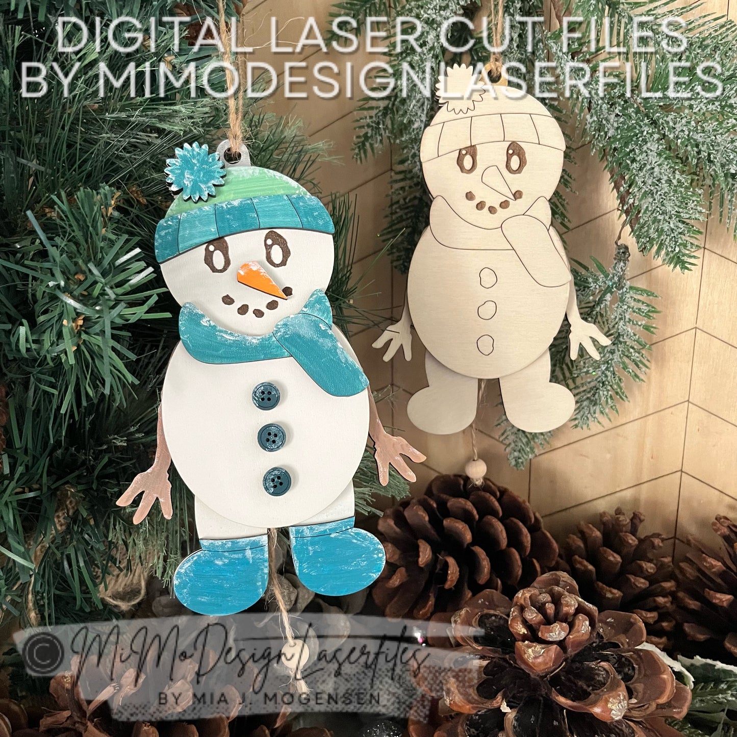 Snowman Jumping Jack Laser Cut SVG + DXF | Layered & Single Line DIY Paint Kit | Christmas Ornament | Commercial Use | Digital Download