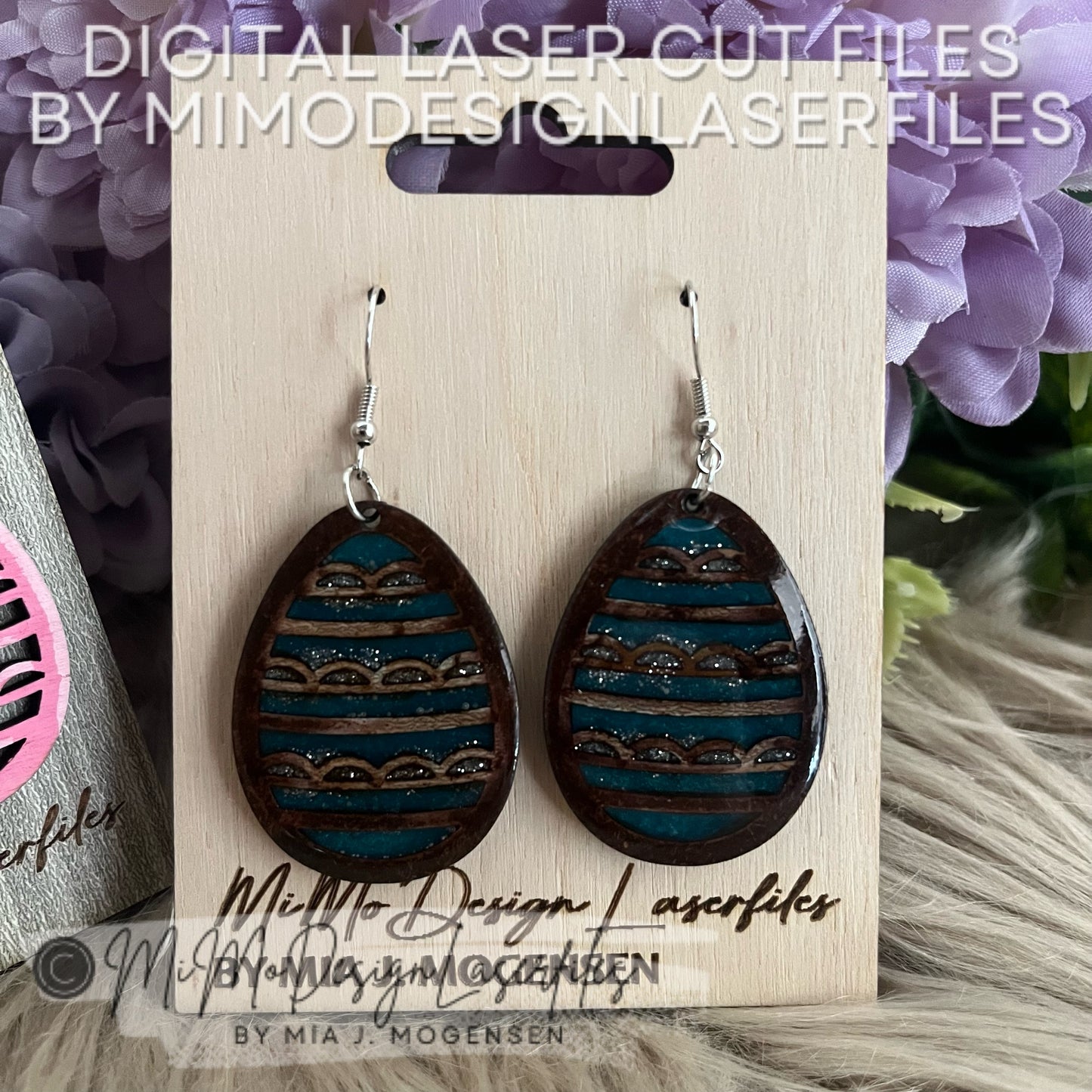 Easter Egg Earring SVG laser cut files with card, farmhouse pattern, versatile, easy to make