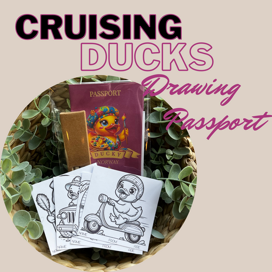 Editable Passport with 8 Kids' Drawings - Perfect Cruising Duck Gift - Digital Download