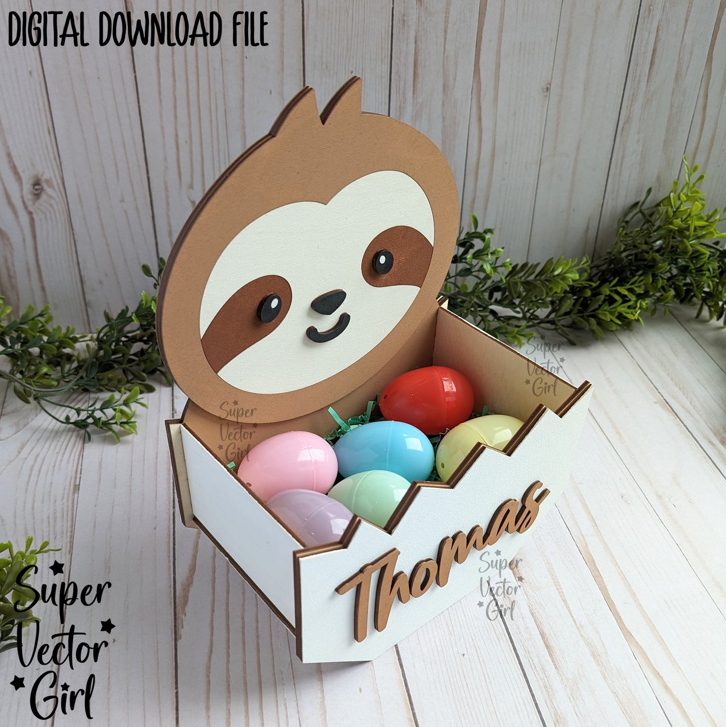 Laser Files AnimalsLaser Files AnimalsSloth Easter Basket Crate, Easter Treats Box, SVG, Laser Cut File Files, Cute sloth in egg, gift box, hatching, spring, xTool Glowforge all laser files