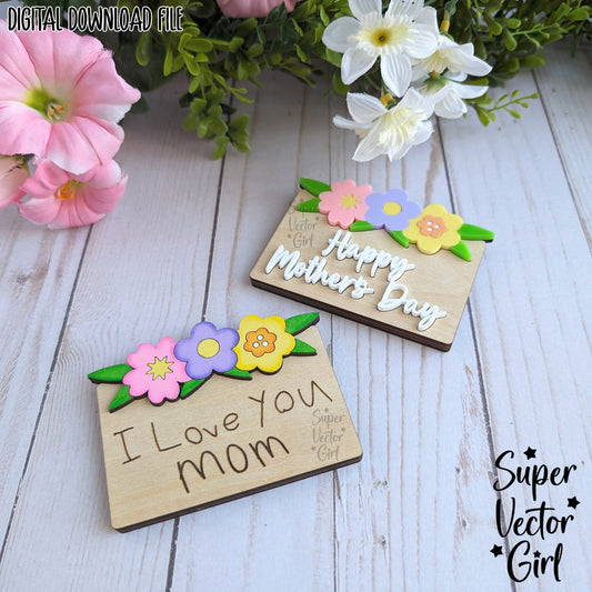 Mother's Day Gift Card Holder SVG File, Mom Mum Floral Gift, Laser Cut File files, Money Giftcard Holder with Flowers