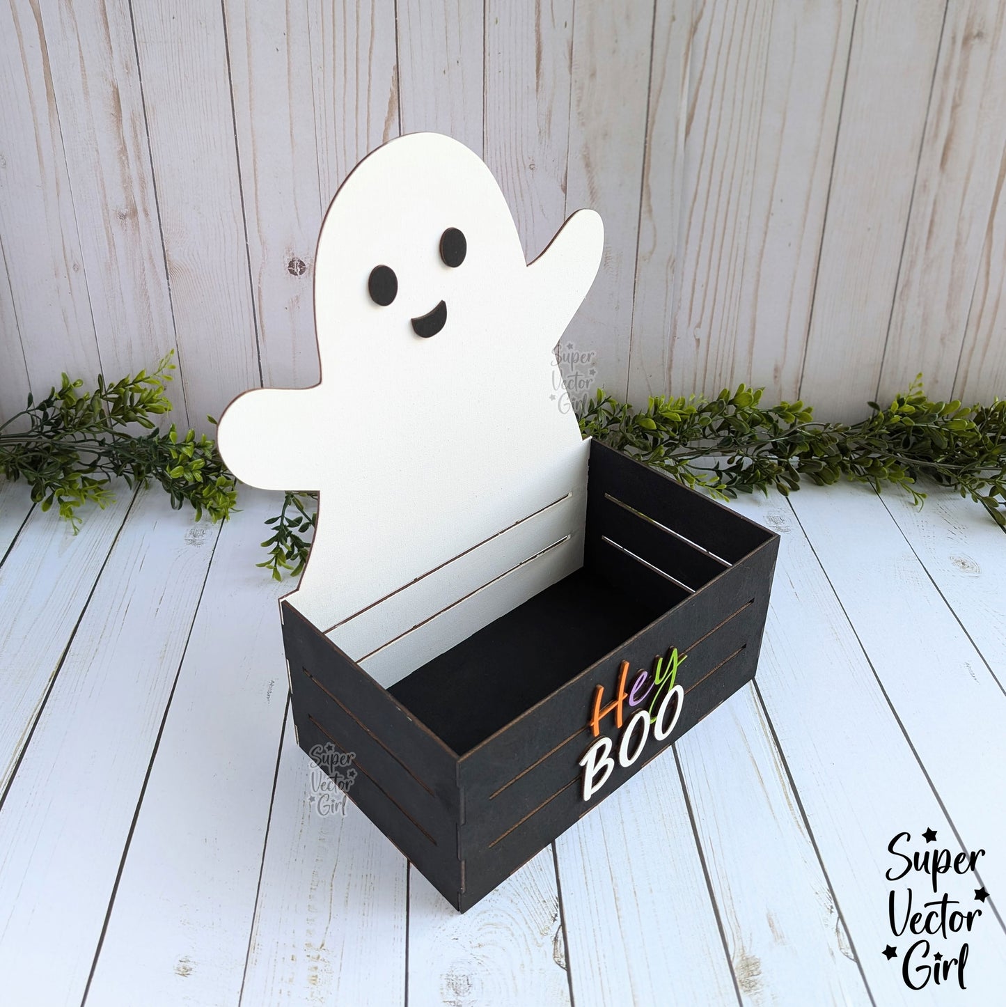 Ghost Halloween Crate, Mini Basket, Candy Box, Boo Bucket, Trick or Treat Storage, SVG Laser Cut File Files, Shelf Sitter, Home Decor Decoration, Fall