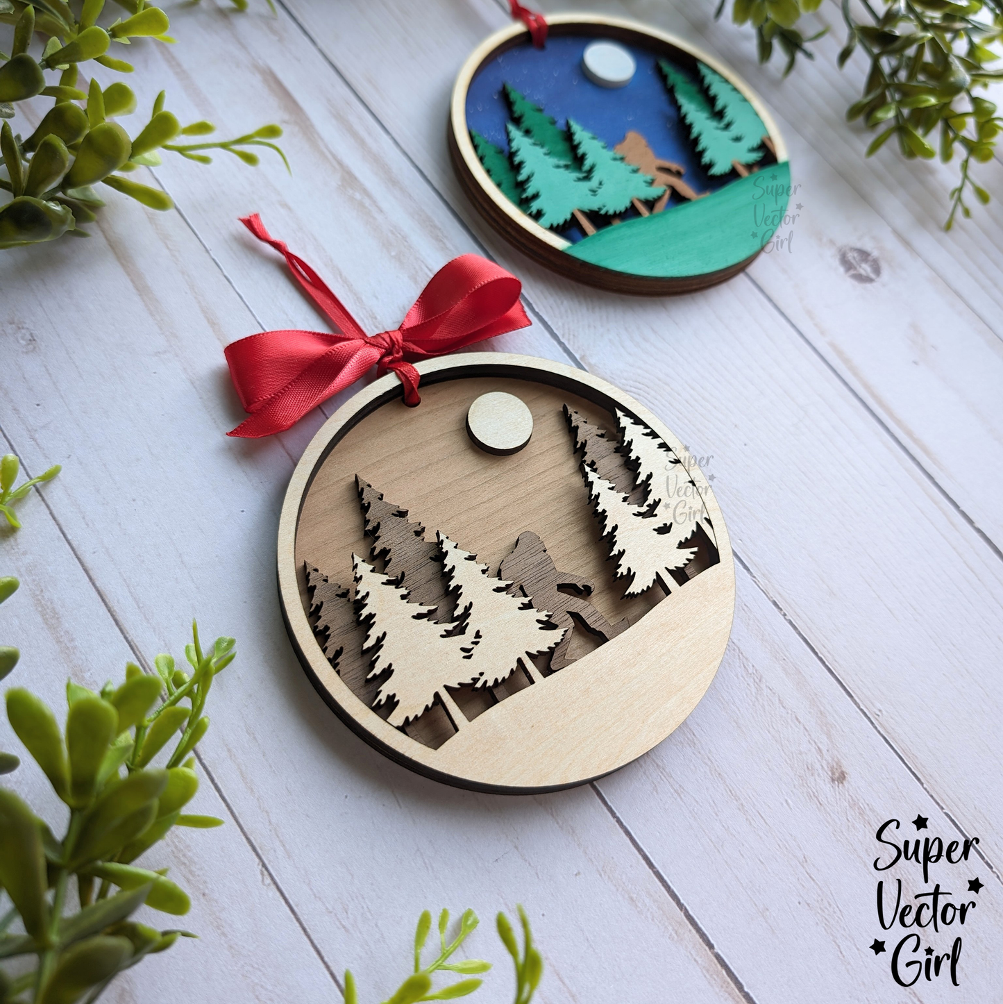 Bigfoot Sasquatch Layered Christmas Ornament, SVG, Digital Laser Cut File files, Big foot, woodland, believe