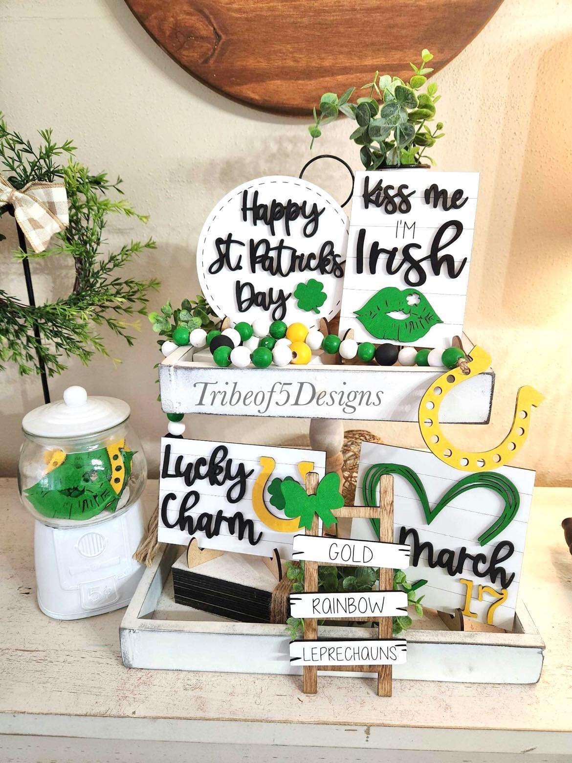 Kiss Me I'm Irish Tiered Tray