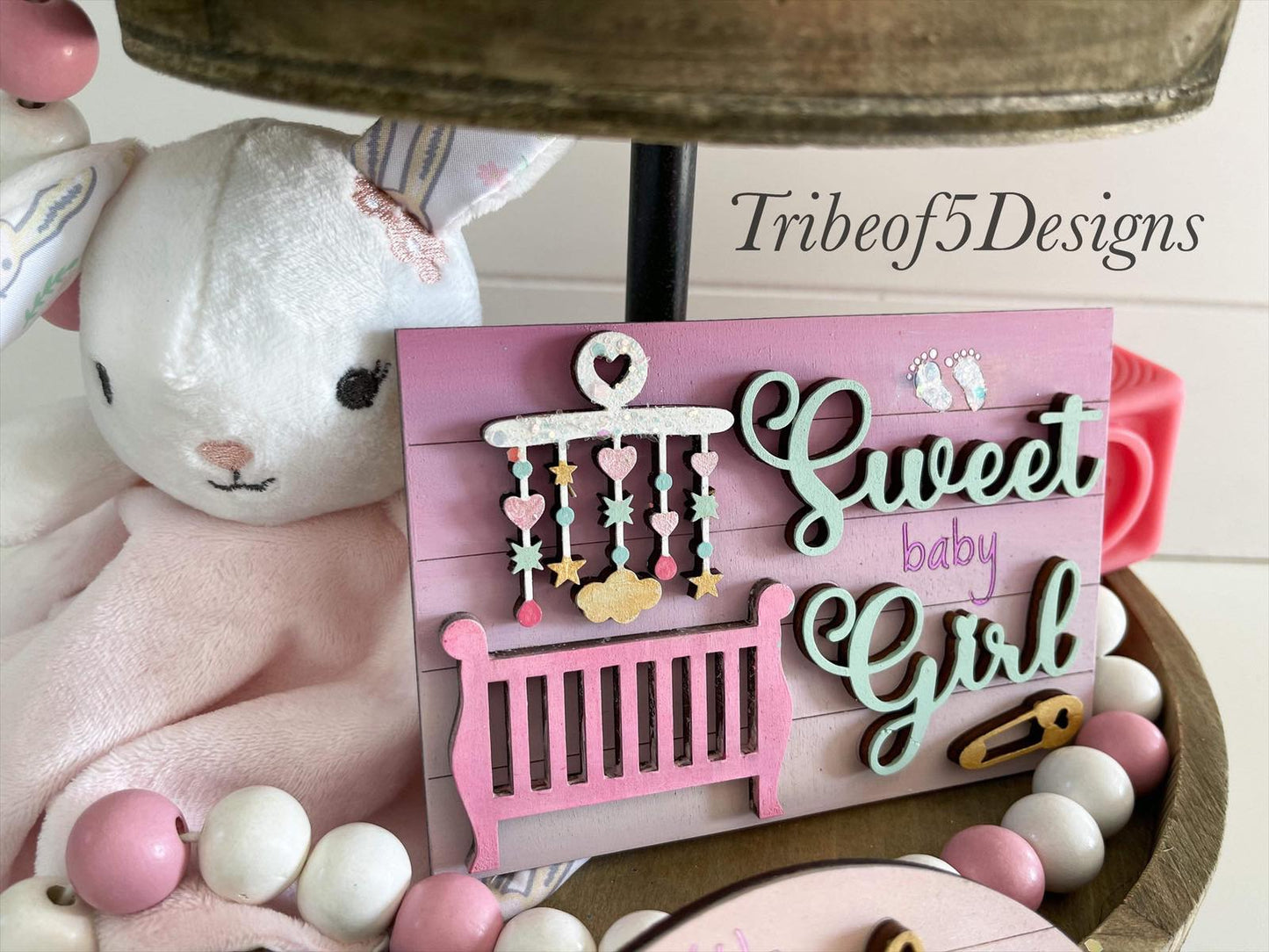 Baby Girl Nursery Tiered Tray