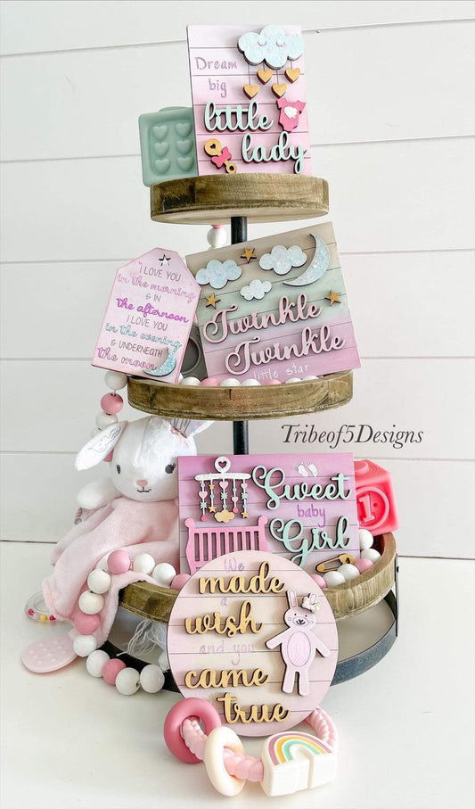 Baby Girl Nursery Tiered Tray