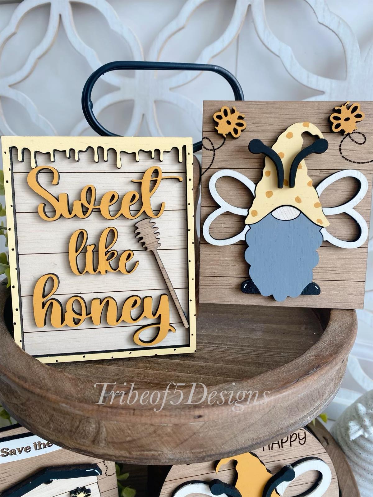 Honey Bee Gnome Tray Svg