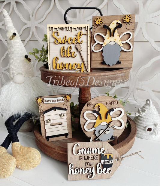 Honey Bee Gnome Tray Svg