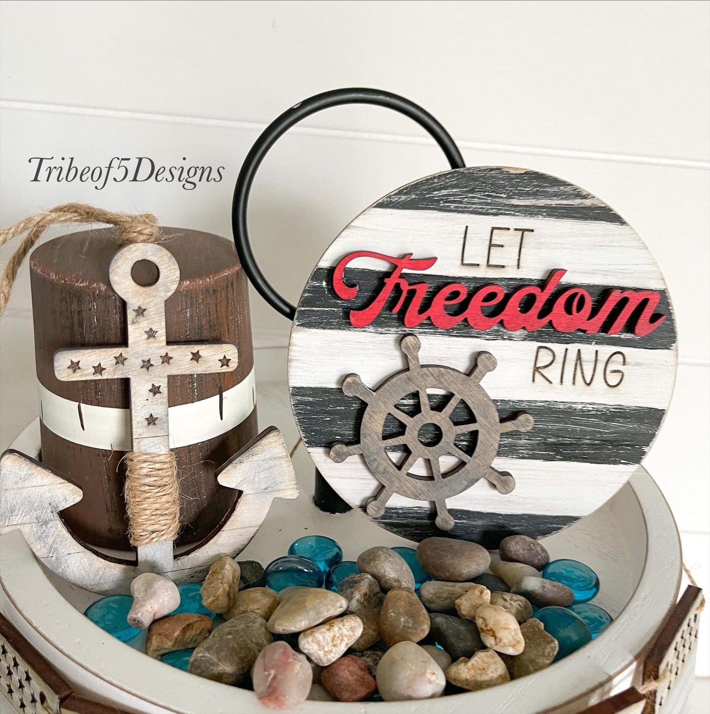 4th of July Nautical Tiered Tray
