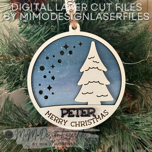 Christmas Tree Glow Up Ornament Laser Cut SVG + DXF | 2 Layered Single Line / Engraved Quick & Easy | Commercial Use | Digital Download