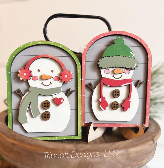 Snowman Tiered Tray Shelf Sitters