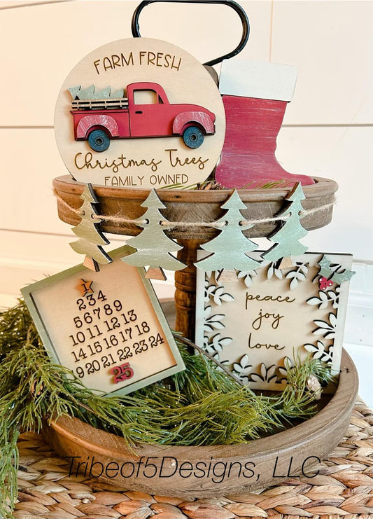 Classic Christmas Tiered Tray Shelf Sitters