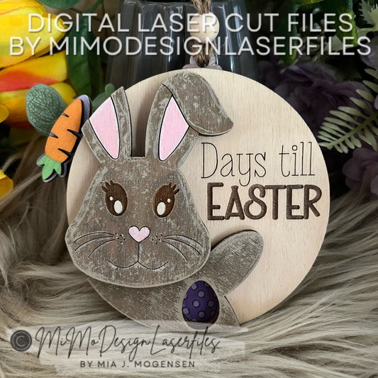 Easter 3D Bunny Countdown Tag or Magnet with Carrot lever to spin around and Easter Egg