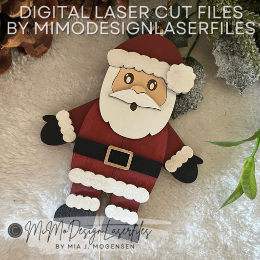 Santa Claus Jumping Jack Laser Cut SVG + DXF | Layered & Single Line DIY Paint Kit | Christmas Ornament | Commercial Use | Digital Download