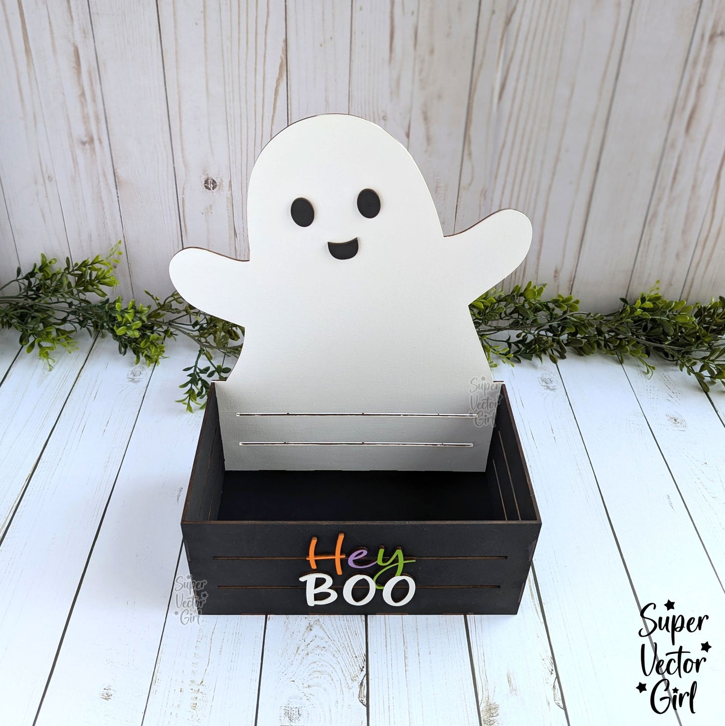 Ghost Halloween Crate, Mini Basket, Candy Box, Boo Bucket, Trick or Treat Storage, SVG Laser Cut File Files, Shelf Sitter, Home Decor Decoration, Fall