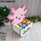 Axolotl Easter Basket Crate, Easter Treats Box, SVG, Laser Cut File, xTool Glowforge files, Cute salamander in egg, gift box, hatching, spring