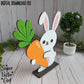 Easter Bunny Holding a Carrot Shelf Sitter, SVG, Laser Cut File, Cute Easter Rabbit, Spring Sign, Tiered Tray, Table Decoration, Home Decor, Shelf Sitters Files, Family Name Sign