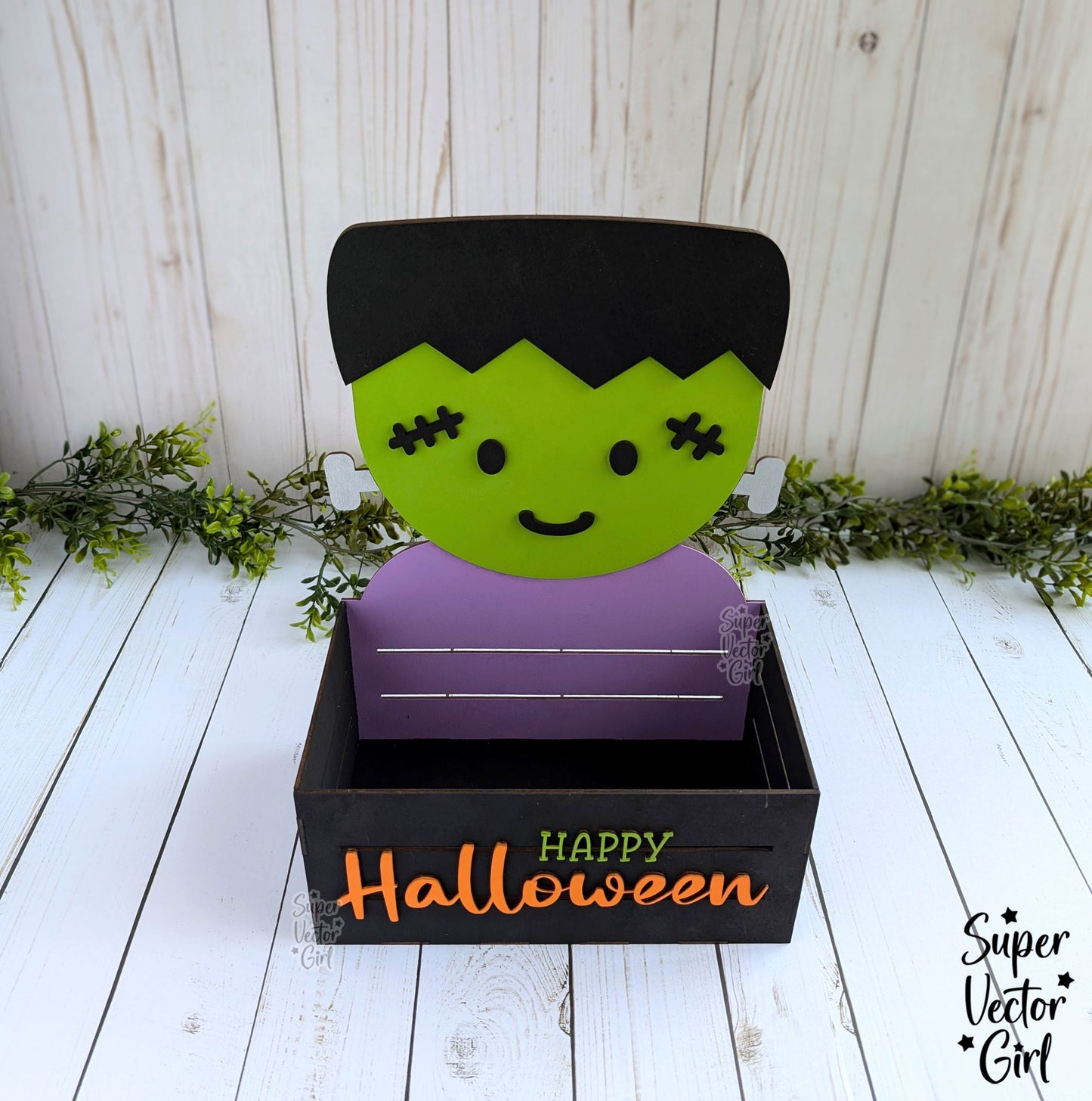 Frankenstein Halloween Crate, Monster Mini Basket, Candy Box, Boo Bucket, Trick or Treat Storage, SVG Laser Cut File Files, Shelf Sitter, Home Decor Decoration, Fall