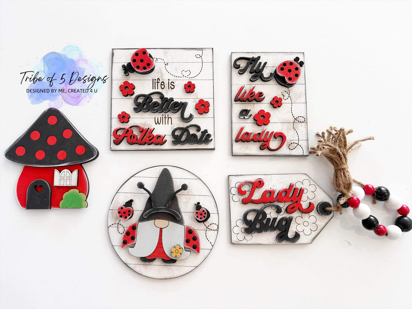 Lady Bug Tiered Tray Shelf Sitters