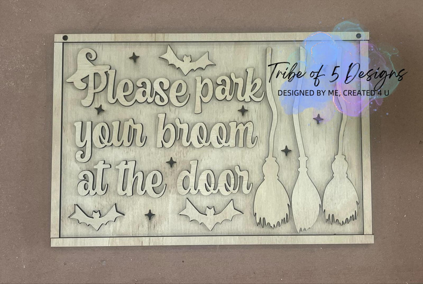 Please Park Your Broom Door Hanger Shelf Sitter