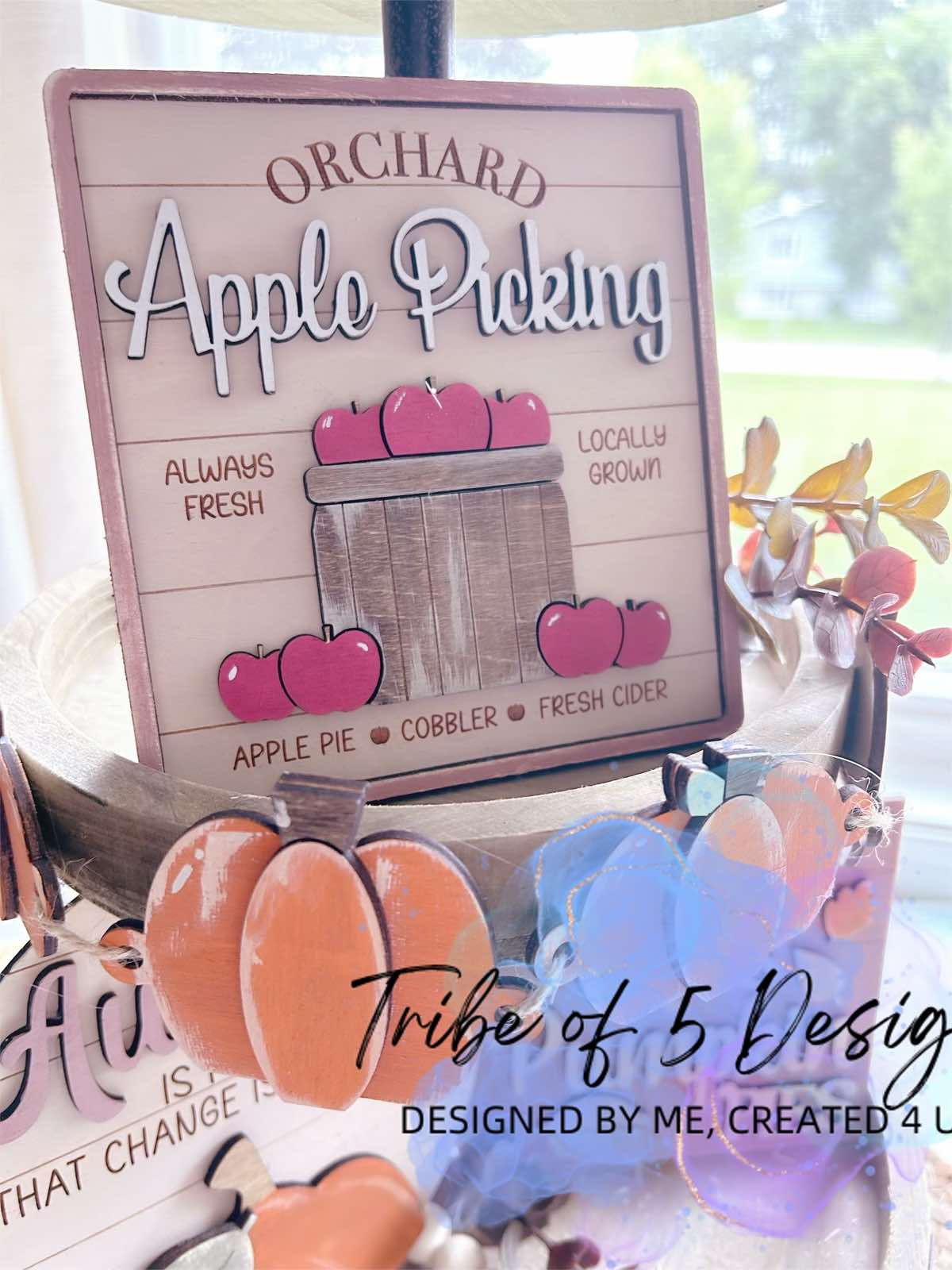 Apple Picking Tiered Tray Shelf Sitters