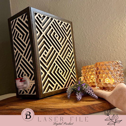 Elegant BIB Wine Box Laser File - Geometric Pattern Wine Box for 3 Liter Bag - Mix and Match with Other Patterns