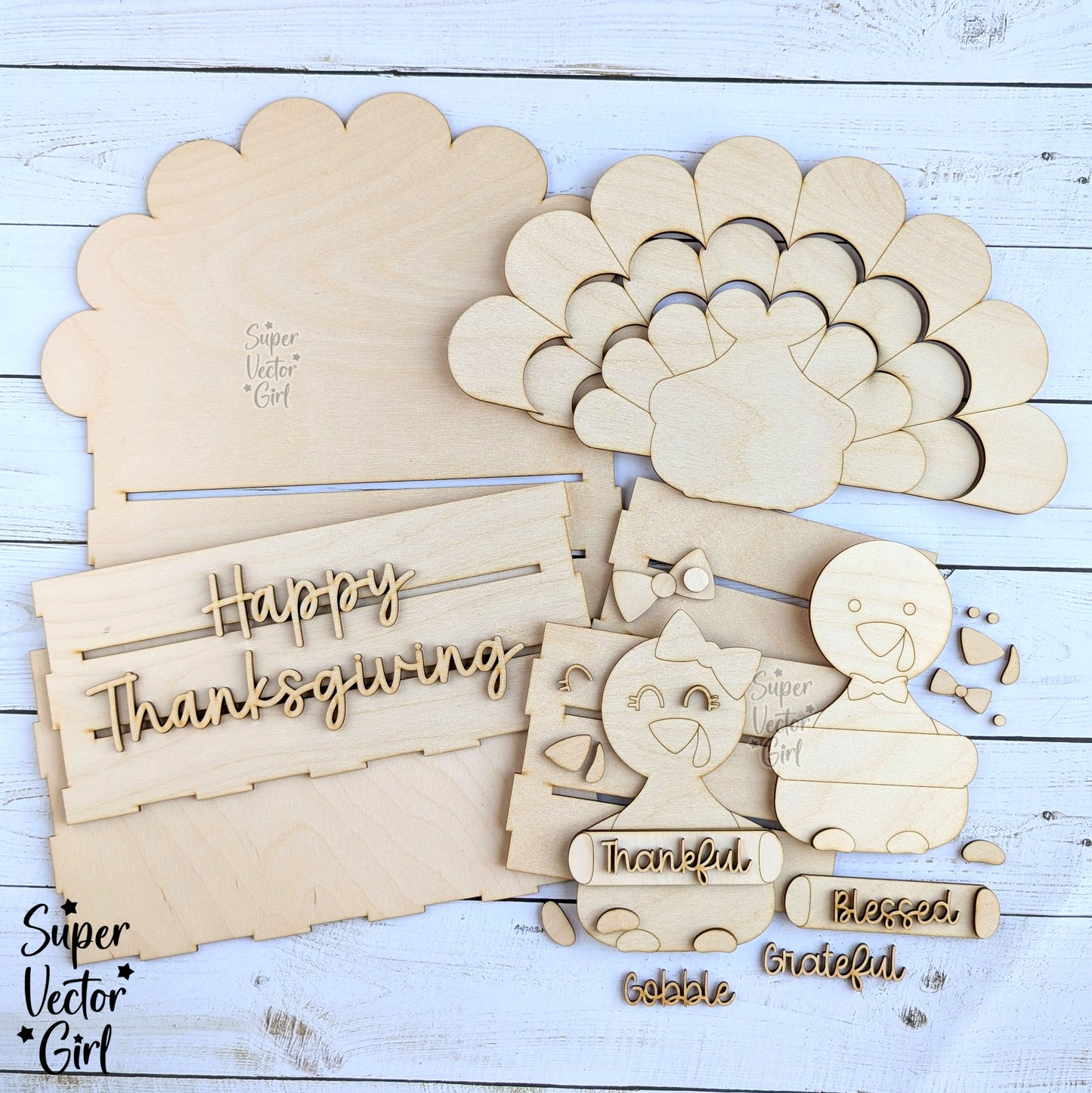 Thanksgiving Crate Box, Turkey Holding a Sign, Girl or Boy Thankful Turkey, Table Decoration Basket, SVG, Digital Laser Cut File files, Cute Turkey Shelf Sitter, Fall Home Decor