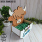 Highland Cow Easter Basket Crate, Easter Treats Box, SVG, Laser Cut File, xTool Glowforge files, Cute high land cow in egg, gift box, hatching, spring