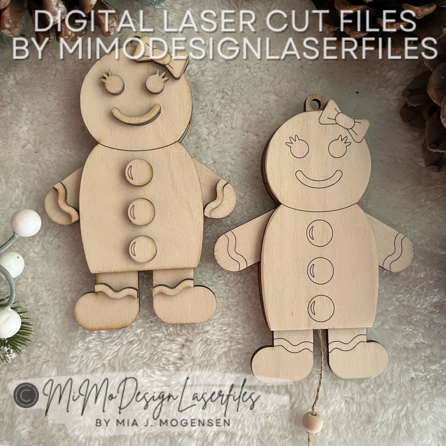 Laser Cut Jumping Jack Gingerbread Woman SVG | Layered & Single Line DIY Paint Kit | Christmas Ornament | Commercial Use | Digital Download