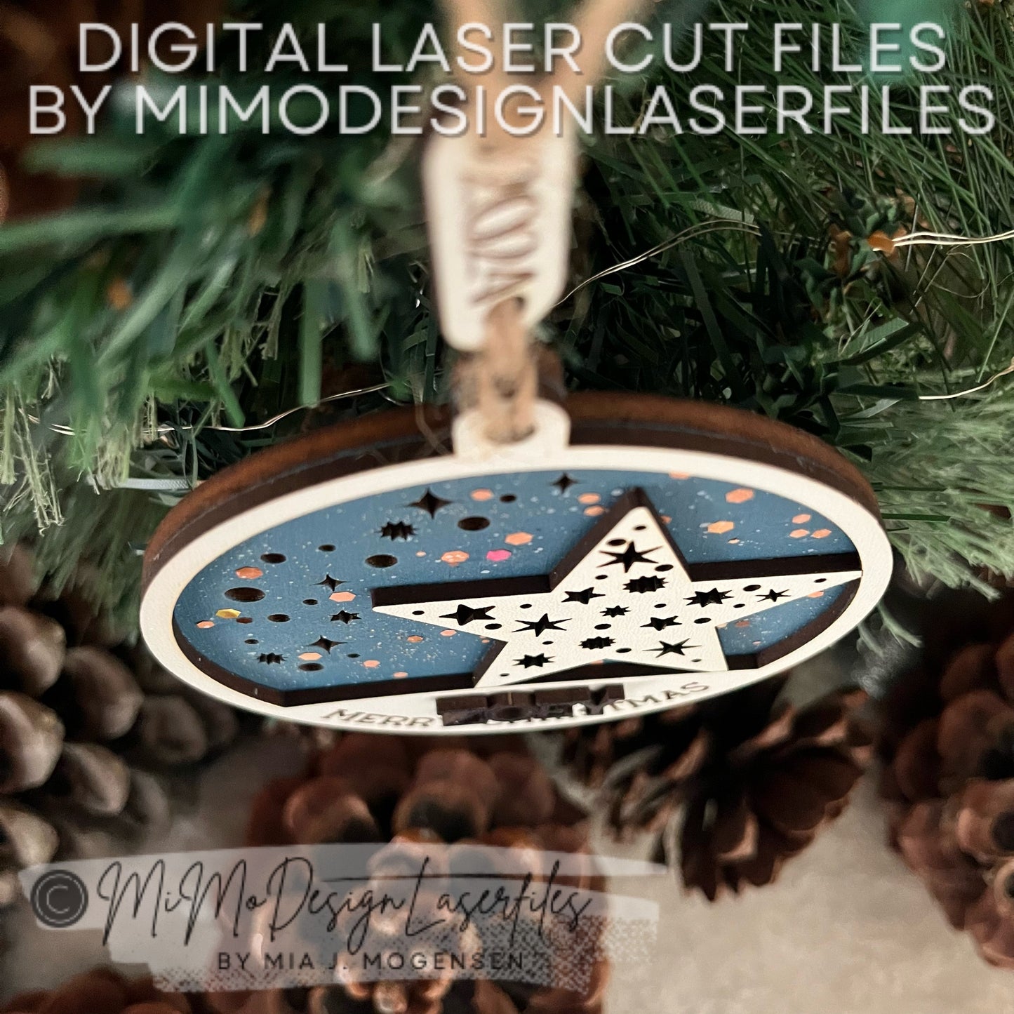 Christmas Star Glow Up Ornament Laser Cut SVG + DXF | 2 Layered Single Line / Engraved Quick & Easy | Commercial Use | Digital Download