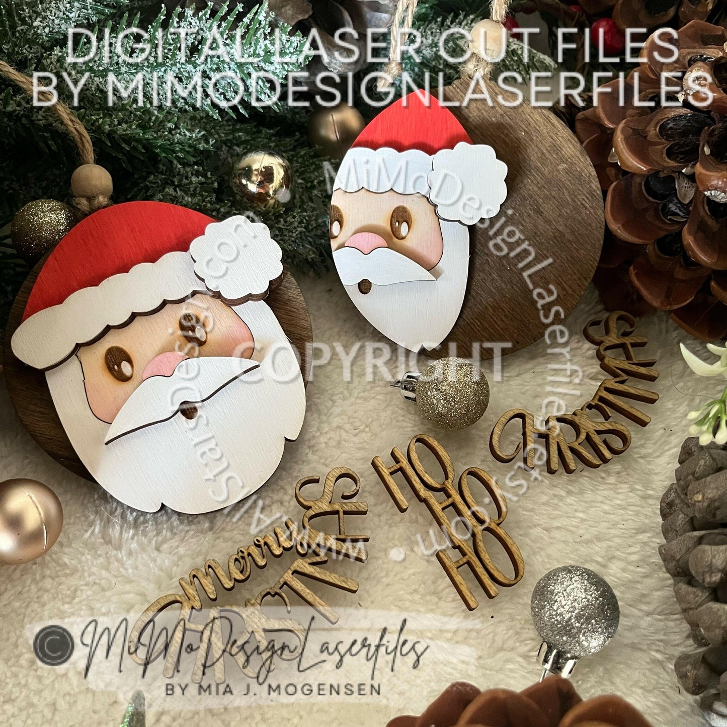 Santa 3D Christmas Ornaments 2 Variations