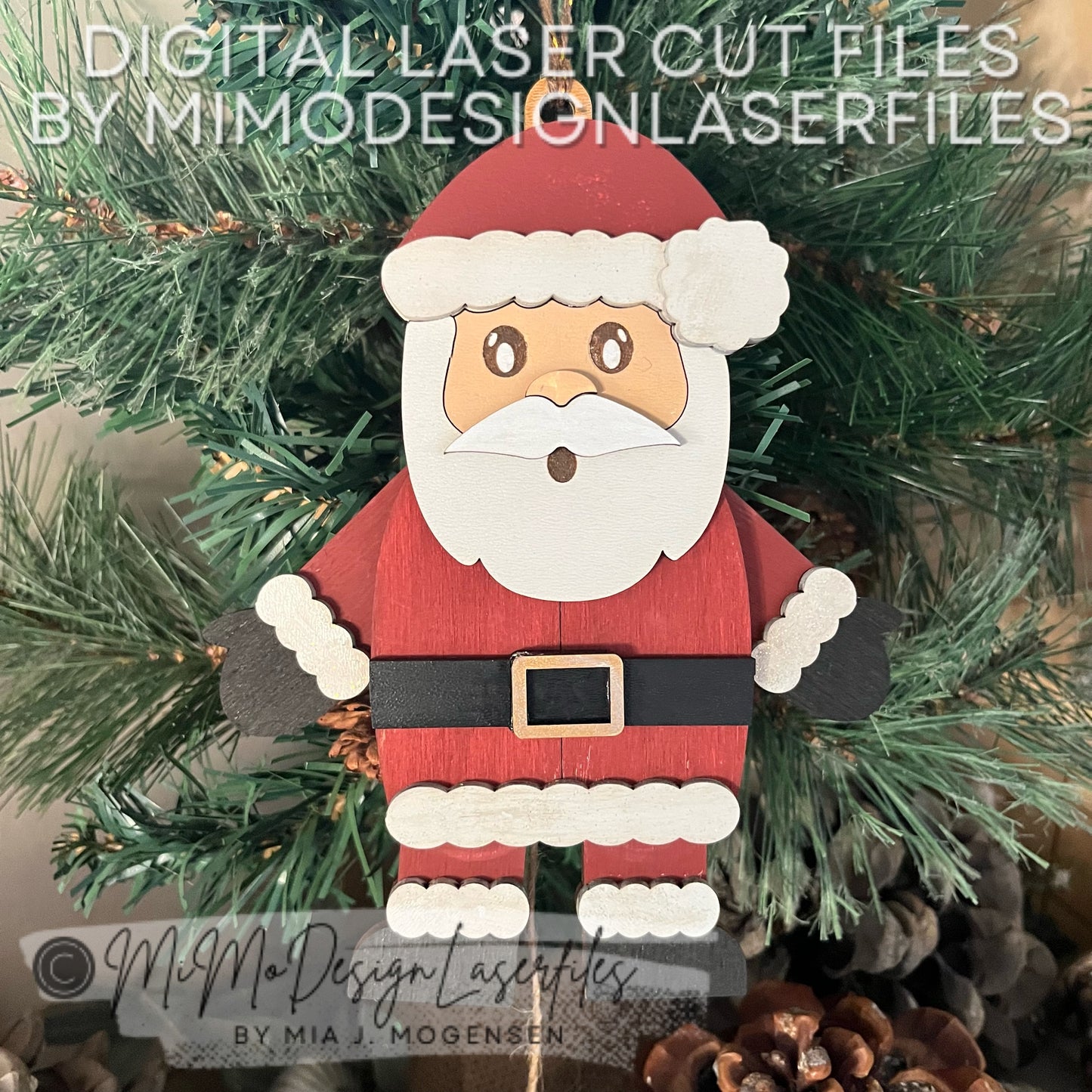 Santa Claus Jumping Jack Laser Cut SVG + DXF | Layered & Single Line DIY Paint Kit | Christmas Ornament | Commercial Use | Digital Download