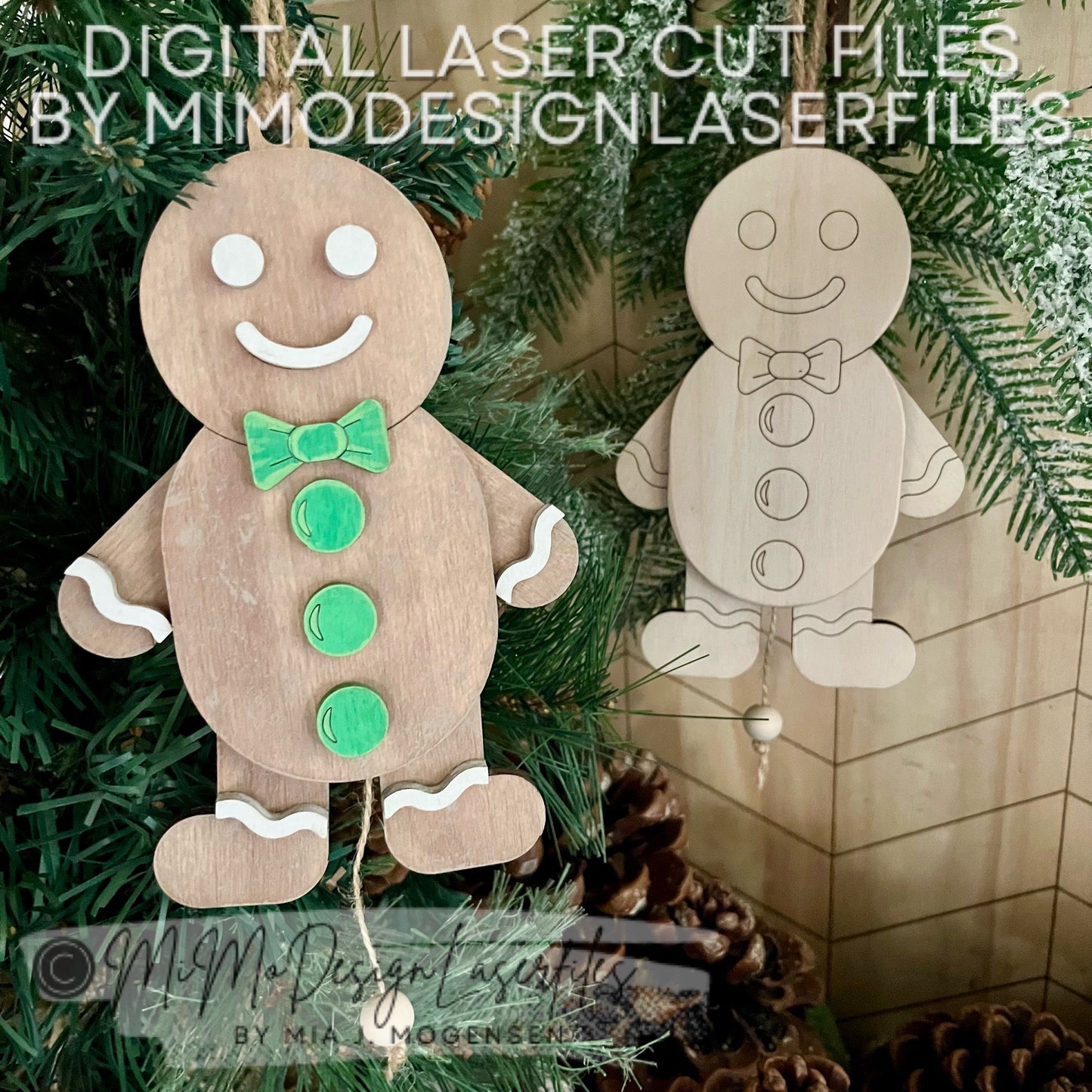 Laser Cut Jumping Jack Gingerbread Man SVG | Layered & Single Line DIY Paint Kit | Christmas Ornament | Commercial Use | Digital Download