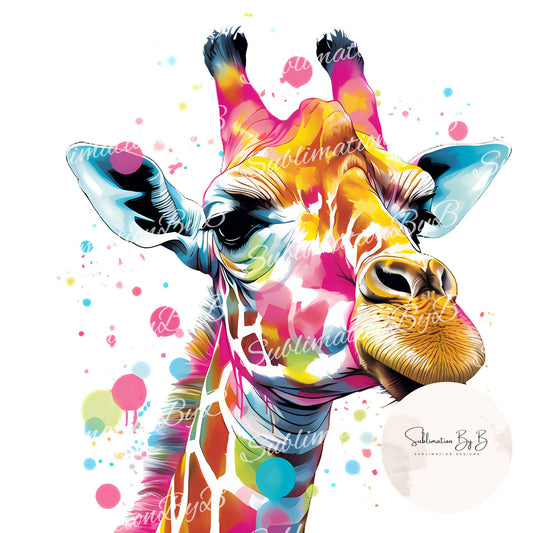 Radiant Giraffe Sublimation: Burst of Vibrant Colors for Your Wardrobe!