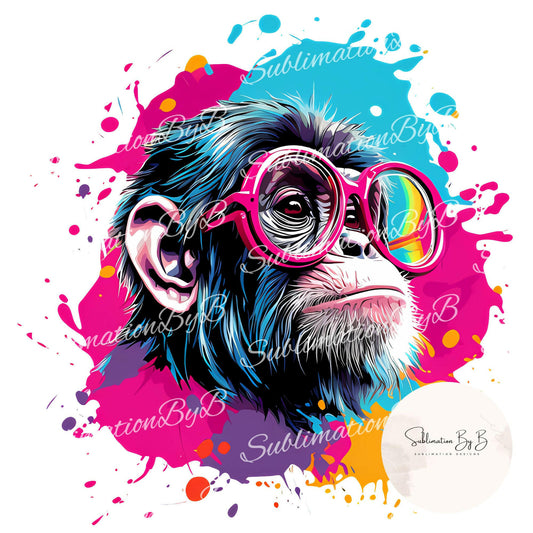 Dynamic Monkey Portrait Sublimation Artwork - Infuse Your World with Vibrancy
