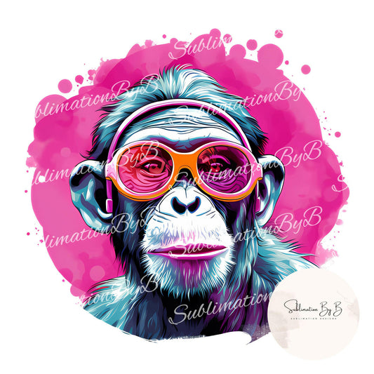 Vivid Monkey Portrait Sublimation Transfer - A Kaleidoscope of Colors