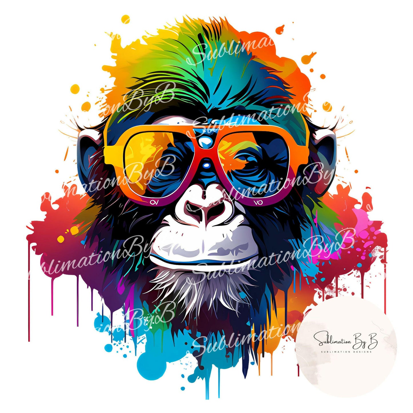 Expressive Monkey Art Sublimation Print - Radiant and Vibrant Design